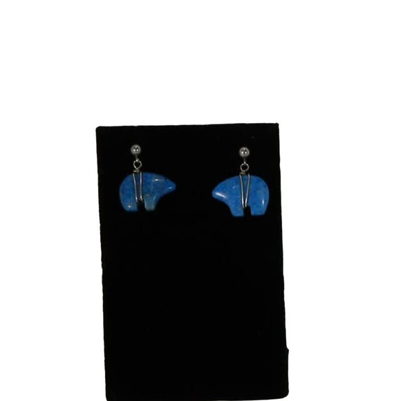 Lapis Spirit Bear Pierced Earrings - Picture 3 of 6